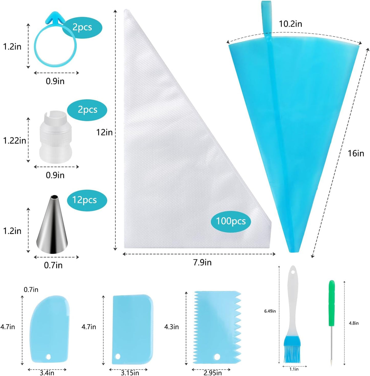 100pcs Thick Disposable Icing Piping Bags, Professional Pastry Bags 12inch, Heavy Duty Anti Burst Cake Tipless Piping Bags for Chocolate Royal Cupcake Cream Frosting Cookie Decorating Baking Supplies