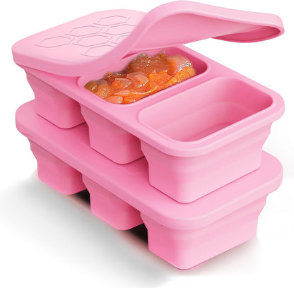 Silicone Freezer Trays With Lid, Stackable 1 Cup Silicone Freezer Molds, Easy To Use Soup Ice Cube Tray, Collapsible Freezing Molds for Meal Prep, Broth, Sauce, Leftovers, Soup Storage Gift Set