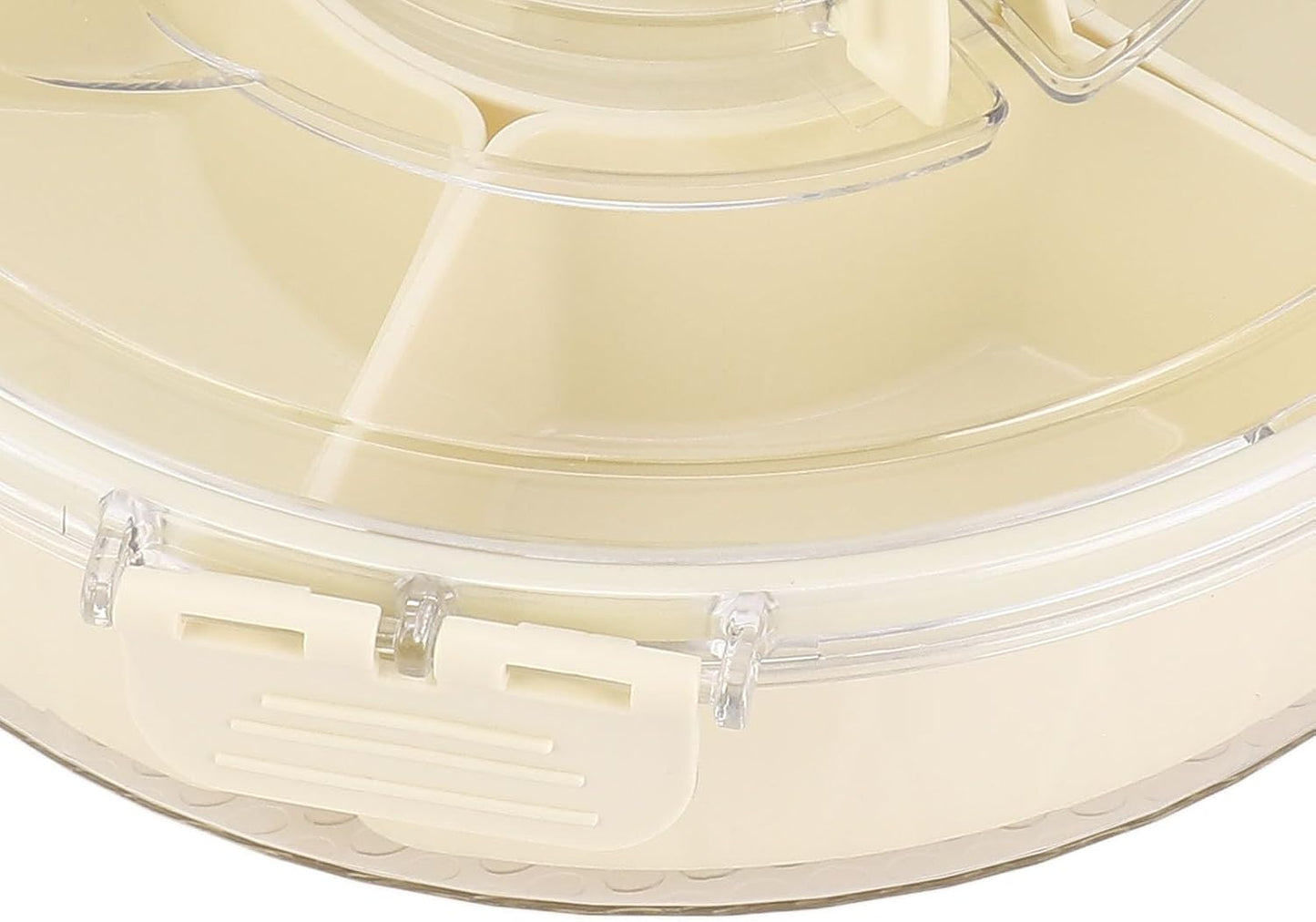 Rotating Snackle Box Container with Lid and Handle, 6 Compartments Round Lazy Susan 360° Divided Serving Tray, Divided Serving Tray for Road Trips Picnics (Large Size)