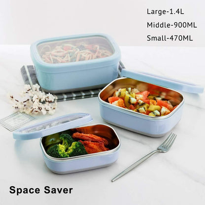 Lille Home Leak Proof Stainless Steel Lunch Snack Containers Set - Ideal for Educational Settings and Daycare - Nesting Trio with Silicone Lids - 47oz+30oz+16oz - Pink