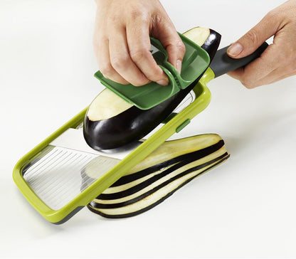 Joseph Joseph Multi-Grip Hand-held Kitchen Mandoline, Fruit and Vegetable Slicer with Food Grip and Adjustable Blades, Dishwasher Safe
