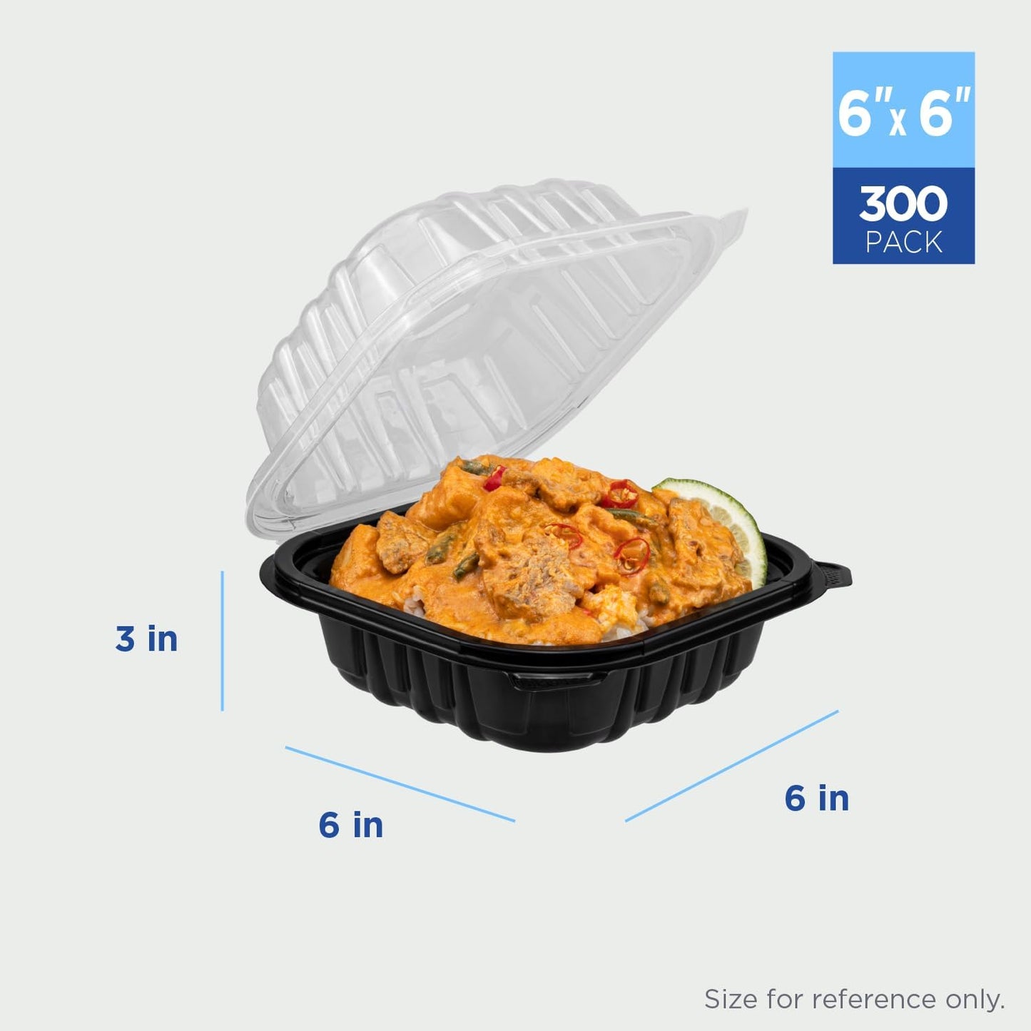 Karat Premium PP Hinged Container [150 ct], Take Out Food Containers - Case (9"x9", 3 compartments)