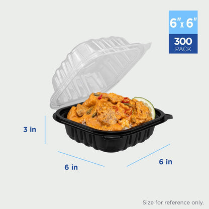 Karat Premium PP Hinged Container [150 ct], Take Out Food Containers - Case (9"x9", 3 compartments)