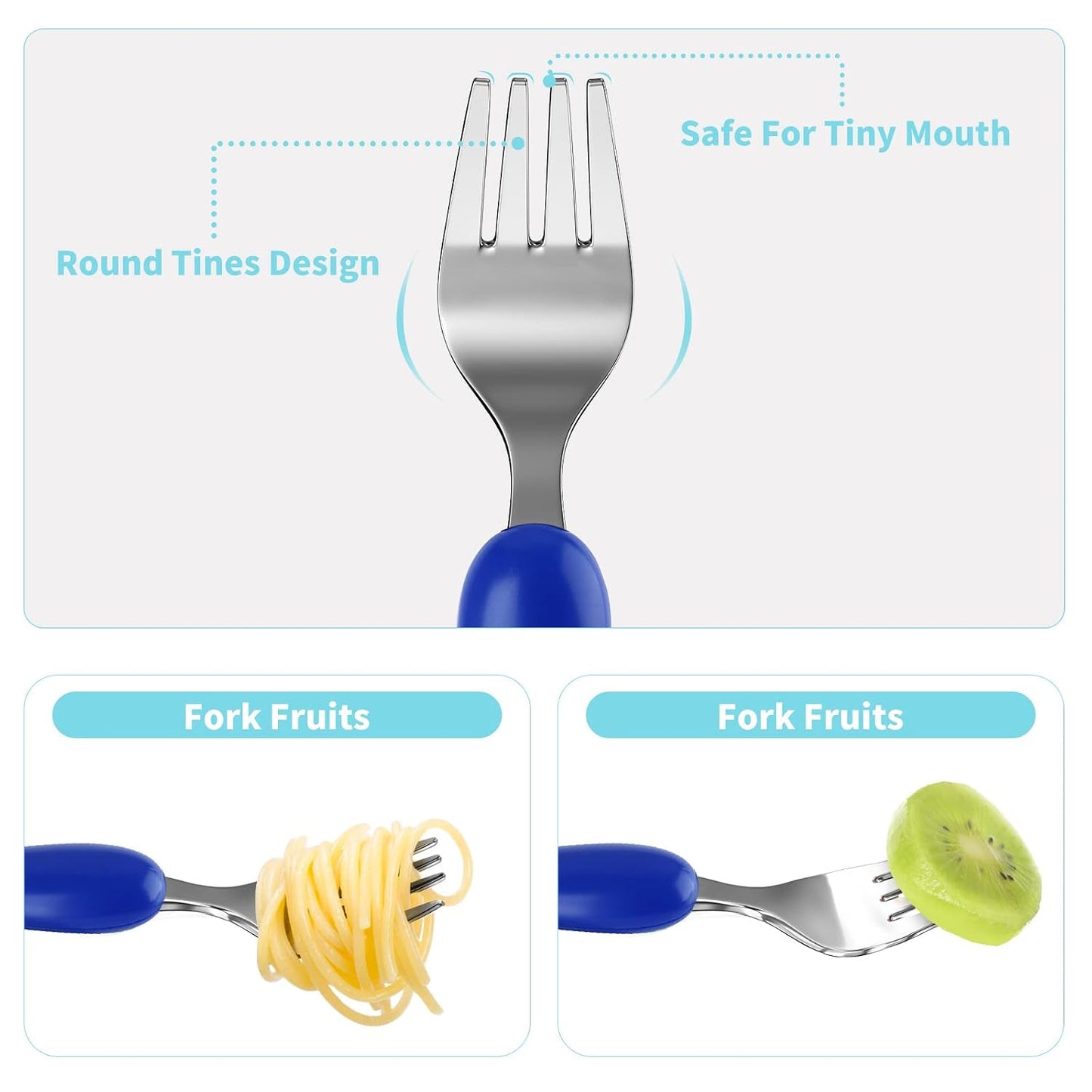 Lehoo Castle 6 Pieces Toddler Utensils, Kids Silverware for 2 3 4 Years Old, Stainless Steel Fork and Spoon Set with Plastic Handle, Safe Toddler Cutlery (Dinosaur)