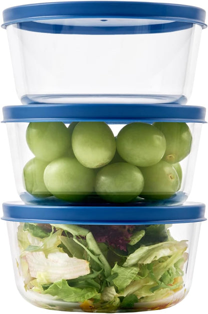 6-Piece Glass Food Storage Containers Set (3 Containers + 3 BPA-Free Lids) | 2-Cup, Leakproof | Microwave, Freezer, Oven & Dishwasher Safe | Ideal for Meal Prep & Pantry Organization, Pistachio