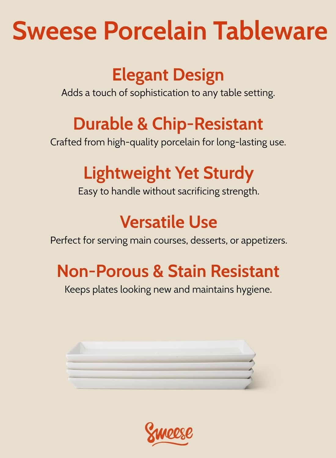 Sweese Serving Platter, 15.5/13.8/11.7 Inch Rectangle Porcelain Serving Trays, Serving Dishes for Entertaining, White Platters for Serving Food Party, Turkey Platter for Thanksgiving, Set of 3