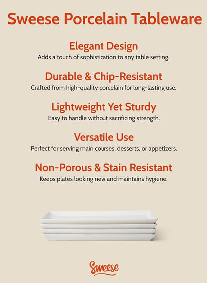 Sweese Serving Platter, 15.5/13.8/11.7 Inch Rectangle Porcelain Serving Trays, Serving Dishes for Entertaining, White Platters for Serving Food Party, Turkey Platter for Thanksgiving, Set of 3
