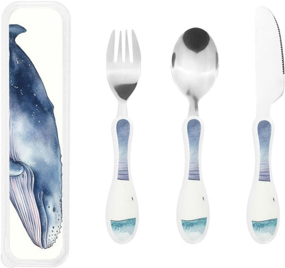 3-Piece Kids Silverware Set With Storage Case, Stainless Steel Reusable Children Safe Knife Spoon Fork Set Shih Tzu Dog Children Flatware Set For Kids Lunch Box