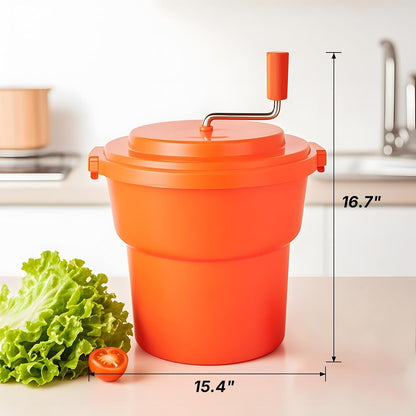 CMI 2.5 Gal/10 Qt Large Commercial Salad Spinner Jumbo Manual Lettuce Dryer-Dries up to 4 Heads of Lettuce, Orange (SP-9.5)