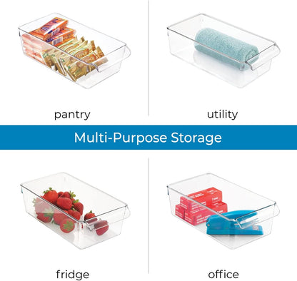 iDesign Fridge Storage Bin with Handle - Fridge Tray for Meats and Cheeses - Set of 2 - Clear