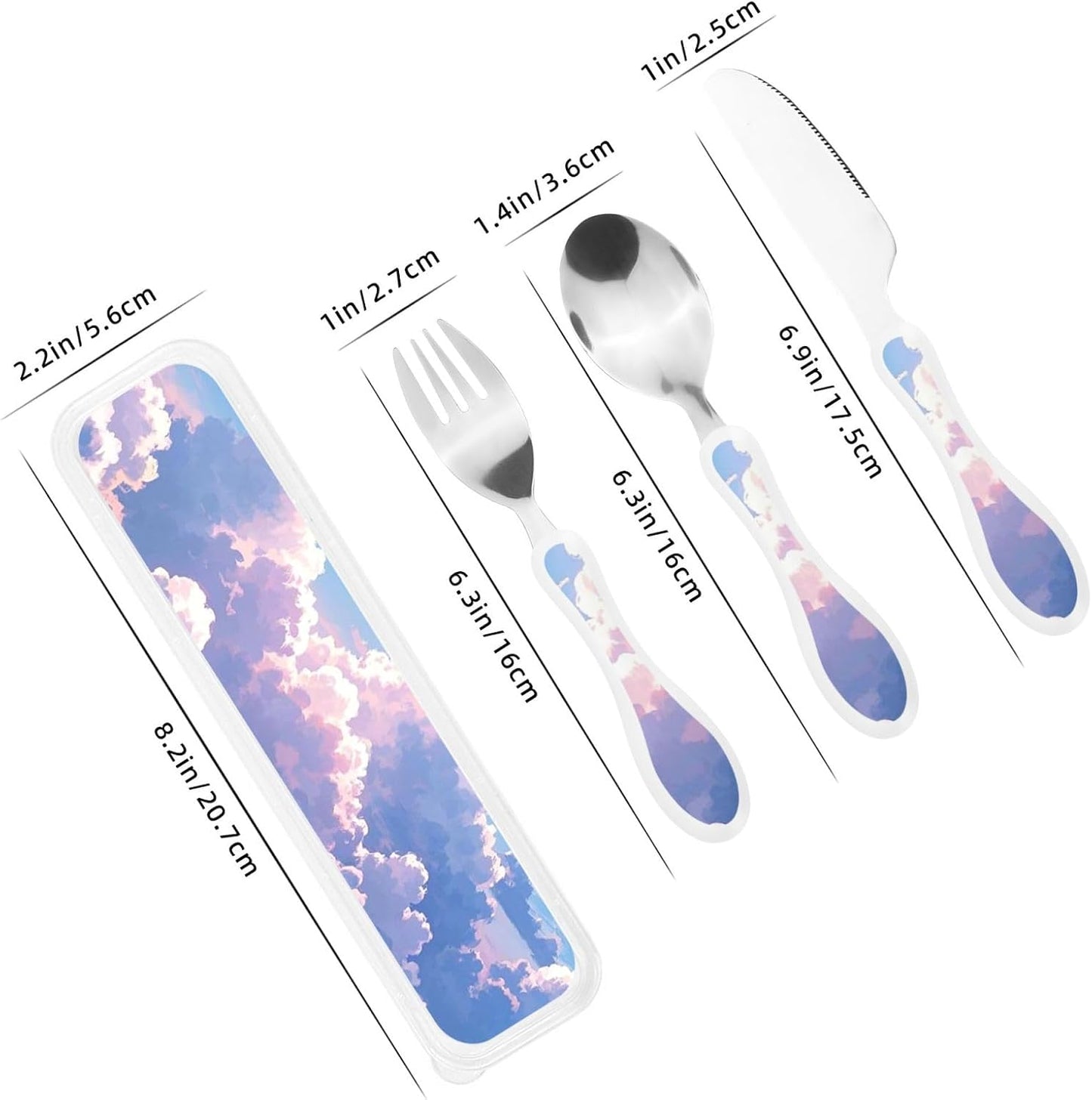 3-Piece Kids Silverware Set With Storage Case, Stainless Steel Reusable Children Safe Knife Spoon Fork Set Chinese Celadon Peacock Children Flatware Set For Kids Lunch Box