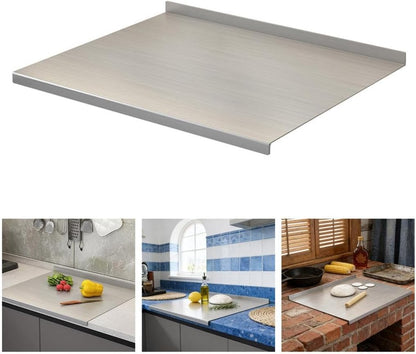 Stainless Steel Cutting Boards for Kitchen, Kneading Cutting Board Mats, Non-Slip Baking and Cutting Mat with Raised Borders, Suitable for Meat, Fruits, Vegetables, Bread, and Baking (#A_15.7x11.8")