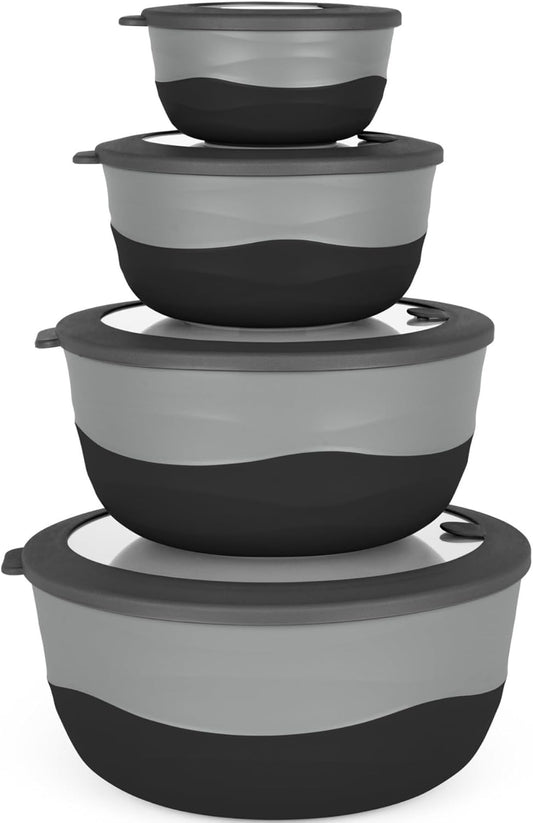 Pera Mixing Bowls with Lids, 8-Piece Airtight Leak-Proof Nesting BPA-Free Bowl Set for Kitchen & Food Storage, Large 4200ml Capacity, Microwave & Dishwasher Safe