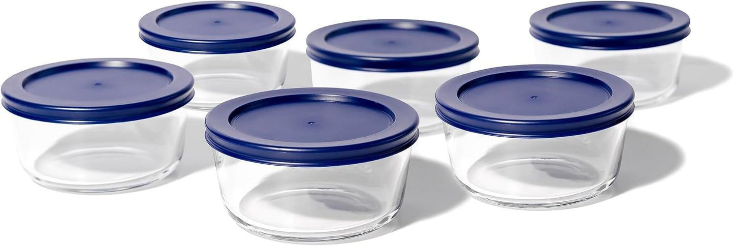 6-Piece Glass Food Storage Containers Set (3 Containers + 3 BPA-Free Lids) | 2-Cup, Leakproof | Microwave, Freezer, Oven & Dishwasher Safe | Ideal for Meal Prep & Pantry Organization, Pistachio