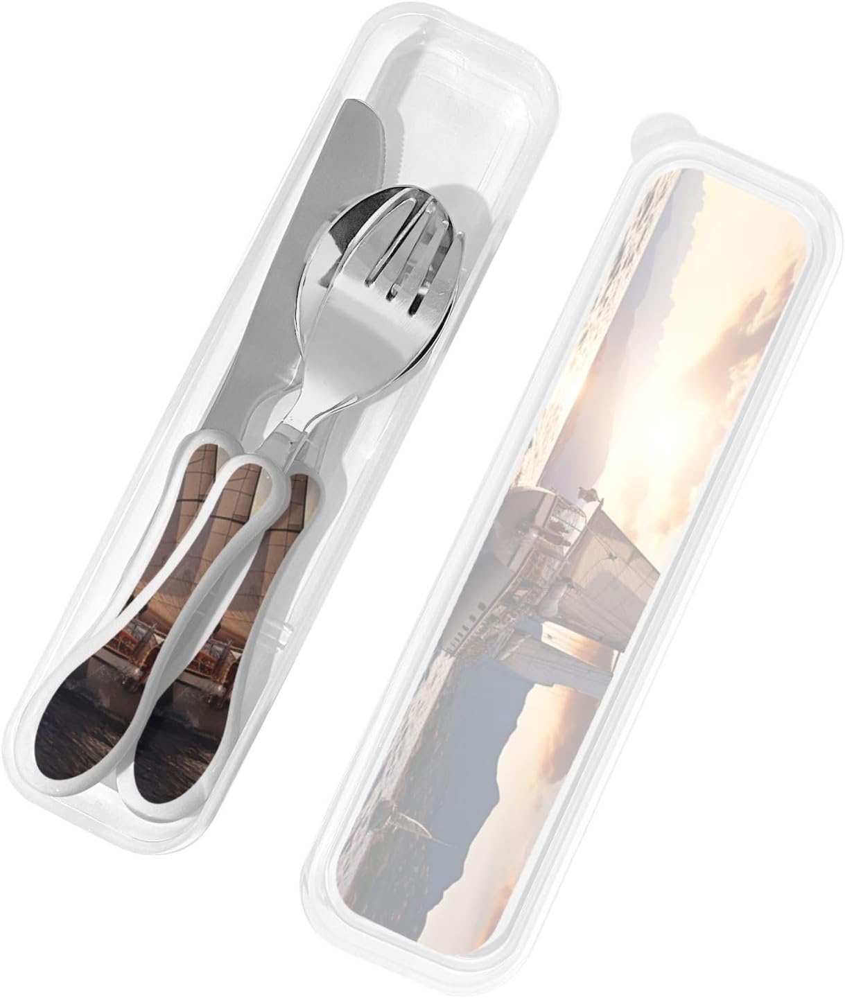 3-Piece Kids Silverware Set With Storage Case, Stainless Steel Reusable Children Safe Knife Spoon Fork Set Elephant Pattern Children Flatware Set For Kids Lunch Box
