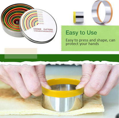 Alimat PluS Round Biscuit Cutter Set, Circle Cookie Cutters