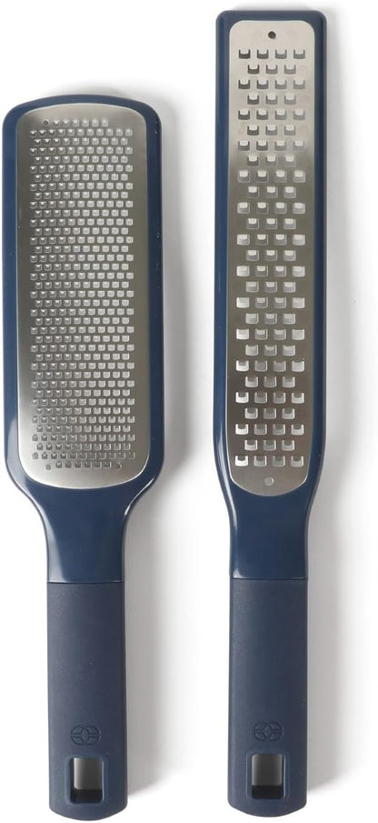 Calphalon Edge Lemon Zester, Stainless Steel Fine Citrus Grater for Lemon, Garlic & Ginger, Handheld Kitchen Zester with Protective Cover & Ergonomic Handle, Taupe