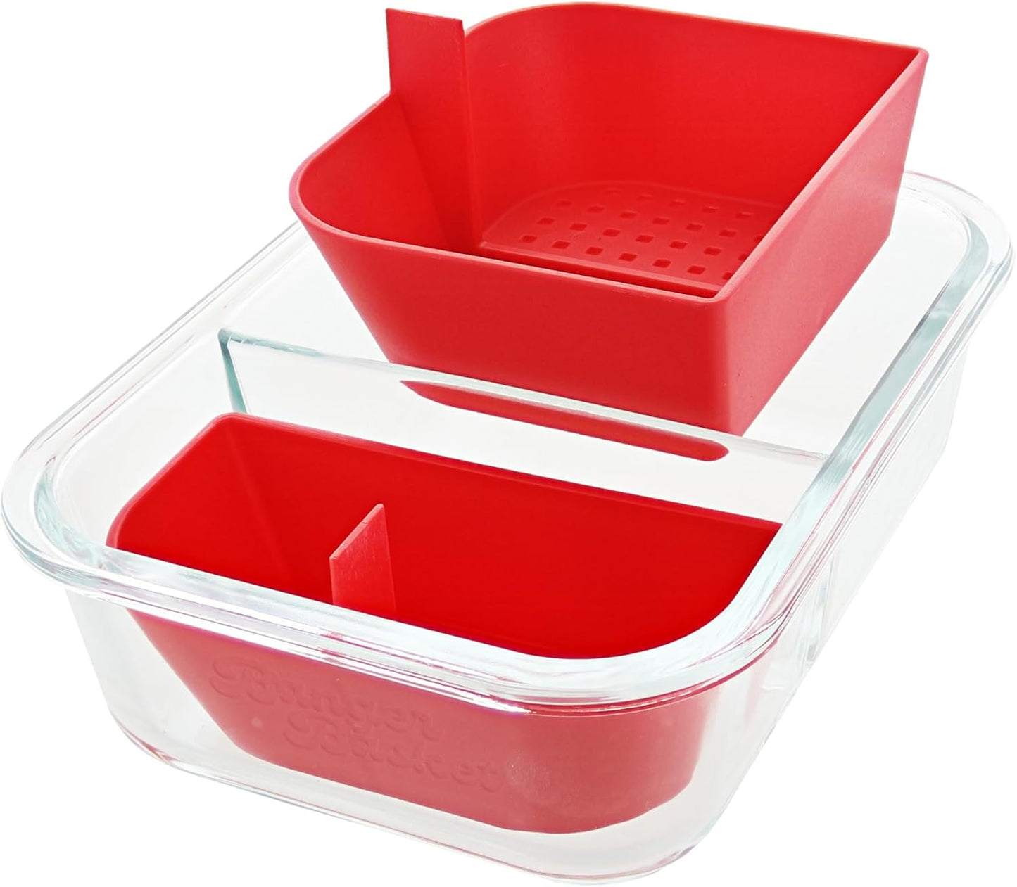 Two Compartment Borosilicate Glass Container Cleaning Tool with Sealable Lid (Full Melt Sand)