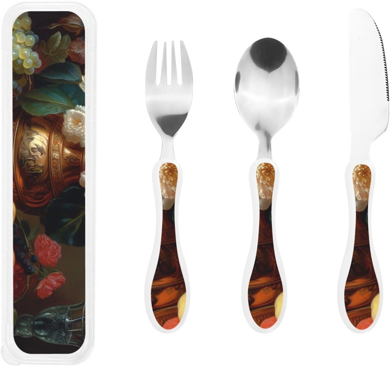 3-Piece Kids Silverware Set With Storage Case, Stainless Steel Reusable Children Safe Knife Spoon Fork Set Shih Tzu Dog Children Flatware Set For Kids Lunch Box
