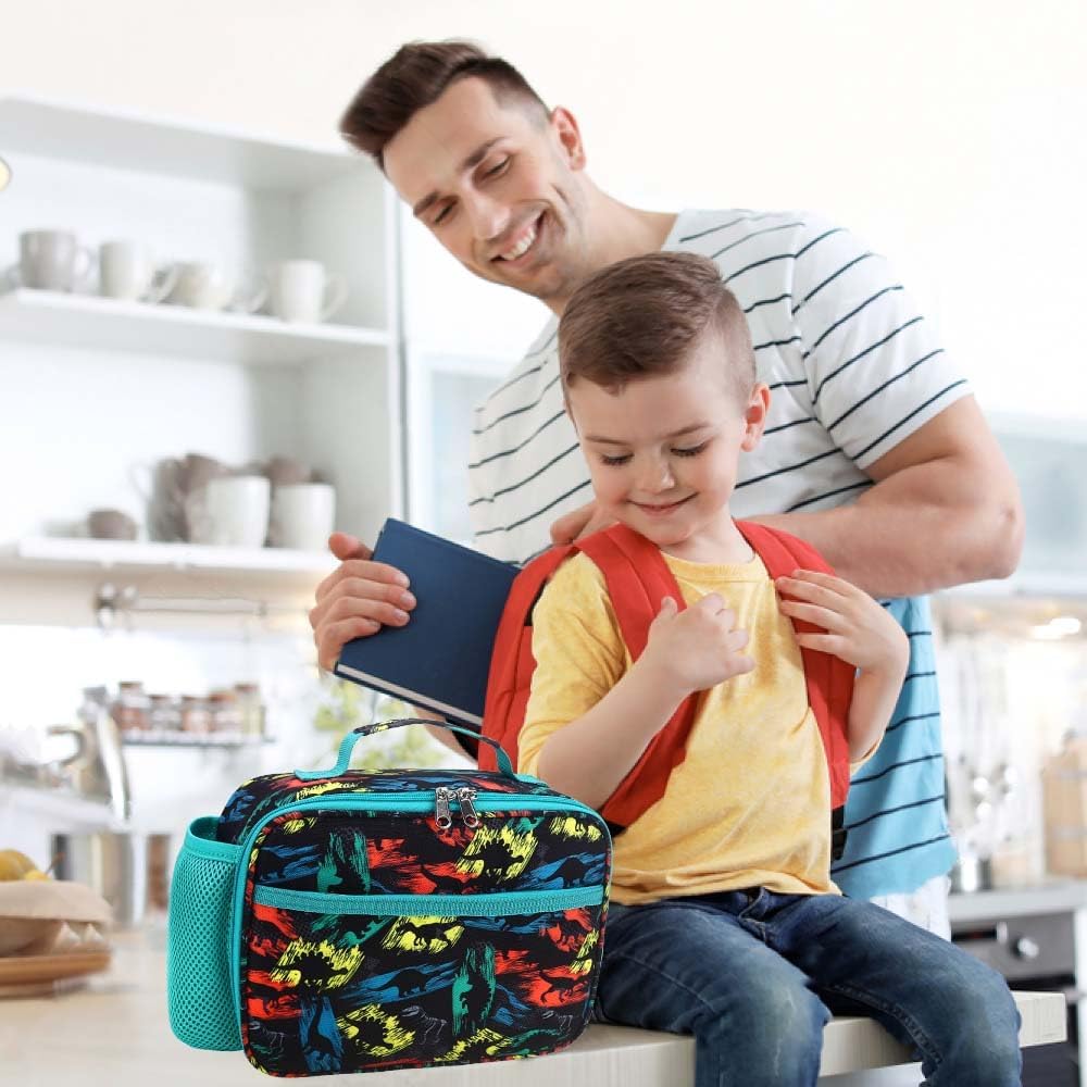 RHCPFOVR Kids Lunch Bag - Insulated Lunch Box for Boys Girls,Washable Lunch Bag and Reusable Toddler Leak-proof Lunchbox for School and Daycare - Colors A