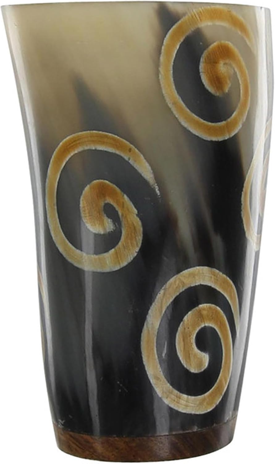 Armory Replicas™ 3-Piece Buffalo Drinking Horn Set – Handmade Natural Horn Cups with Earth Design, Viking Style Mead Ale Wine Cups for Feasts, Parties & Collectors