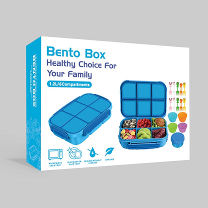 Amathley Lunch Box Kids Girls Boys,Bento Box Adult,Toddler Lunch Containers for School,Leakproof Snack Containers with 6 Compartments,Sauce Container,10 Food Picks and 4 Muffin Cups (Green)