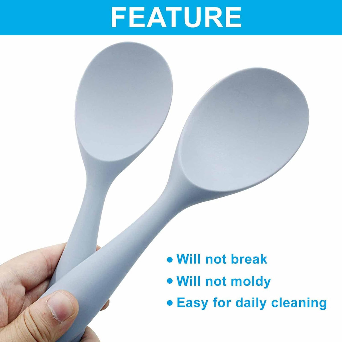 2Pcs Silicone Rice Paddle, Gray