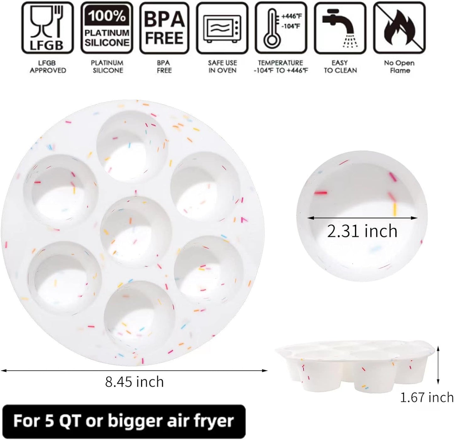 SHEbaking Silicone Egg Bite Molds Air Fryer Muffin Pan for Baking Non-Stick Silicone Egg Molds 7 Cups Air Fryer Cupcake Mold for Mini Muffins, Tart, Mini Cupcake BPA Free