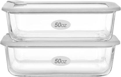 Glass Food Containers with Glass Lid, Microwave Safe Food Storage Container Set, 4 Pack of 35oz, Large Size Airtight Storage Set with Leak Proof Lids, Meal Prep Containers