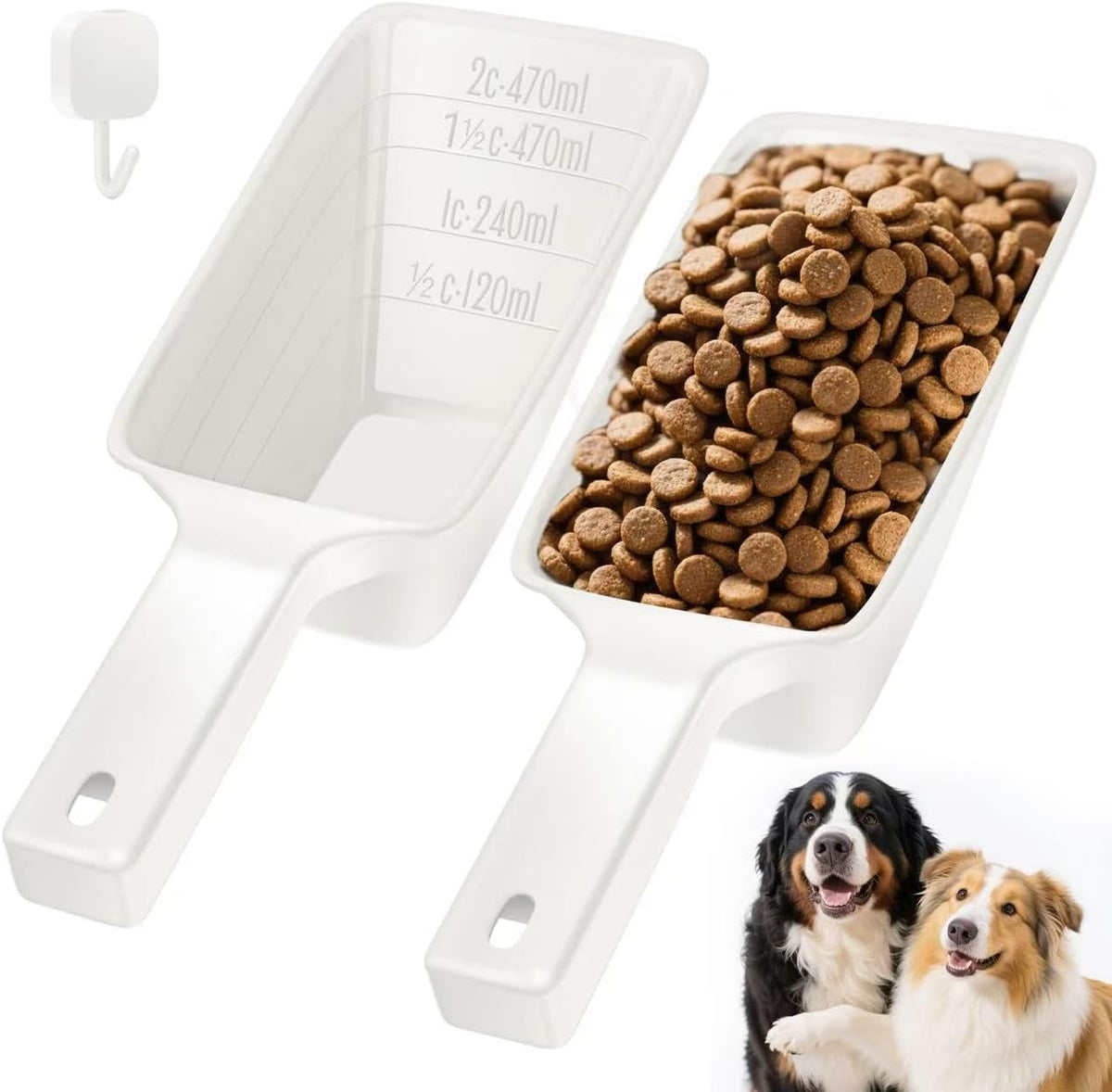 Food Scoop, Cup Capacity Dog Food Scooper With Measuring Lines For Dog, Puppy and Cat Coffee Bean Flour Scoop Set (Grey)