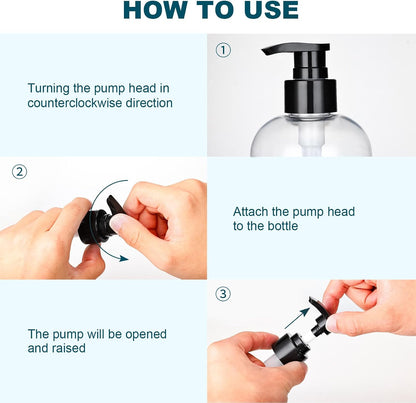 Plastic Pump Bottles Dispenser 2Pack 10oz Shampoo Bottle BPA Free