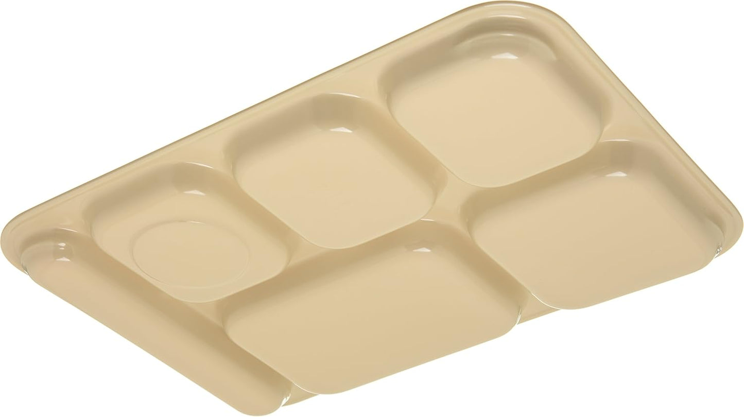 Carlisle FoodService Products Melamine Lunch Tray with 4 Compartments, Right Handed Cafeteria Tray with Divided Compartments for Food, 10" x 9.75", Dark Blue