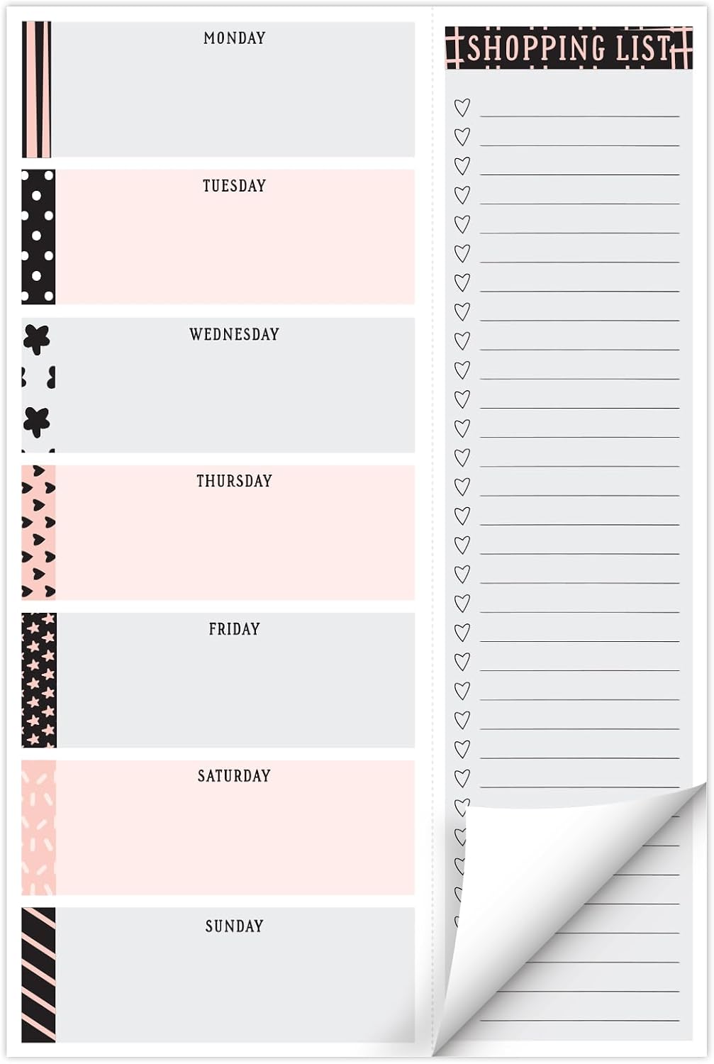 Global Printed Products 8.5" x 11" Horizontal Meal Planning Pad, 60-Sheets, Soft Pink Floral