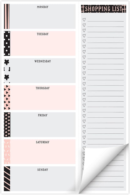 Global Printed Products 8.5" x 11" Horizontal Meal Planning Pad, 60-Sheets, Soft Pink Floral
