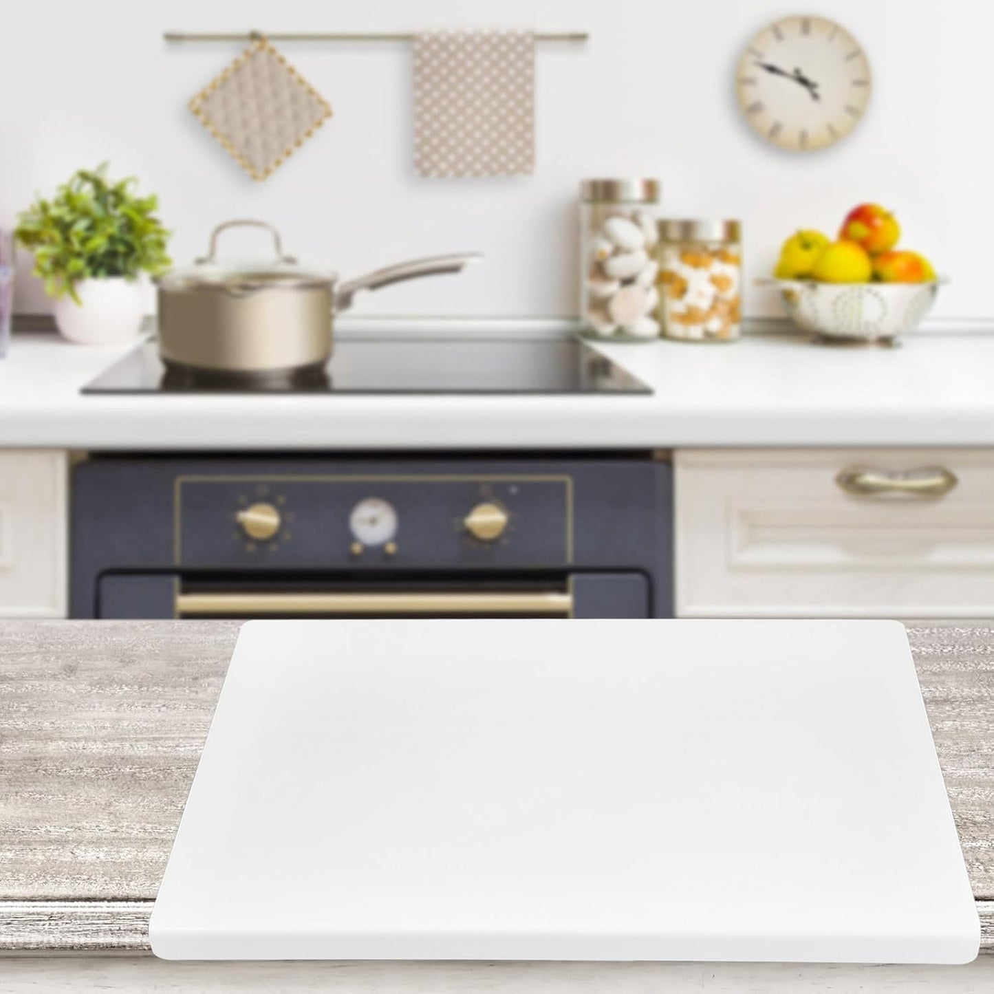 DOITOOL Acrylic Non-slip Cutting Board 16.7x12.8 Inch Oversized Kitchen Chopping Mat for Vegetables Fruits and Pastry Dough Rolling, White 3mm Thick Countertop Serving Platter