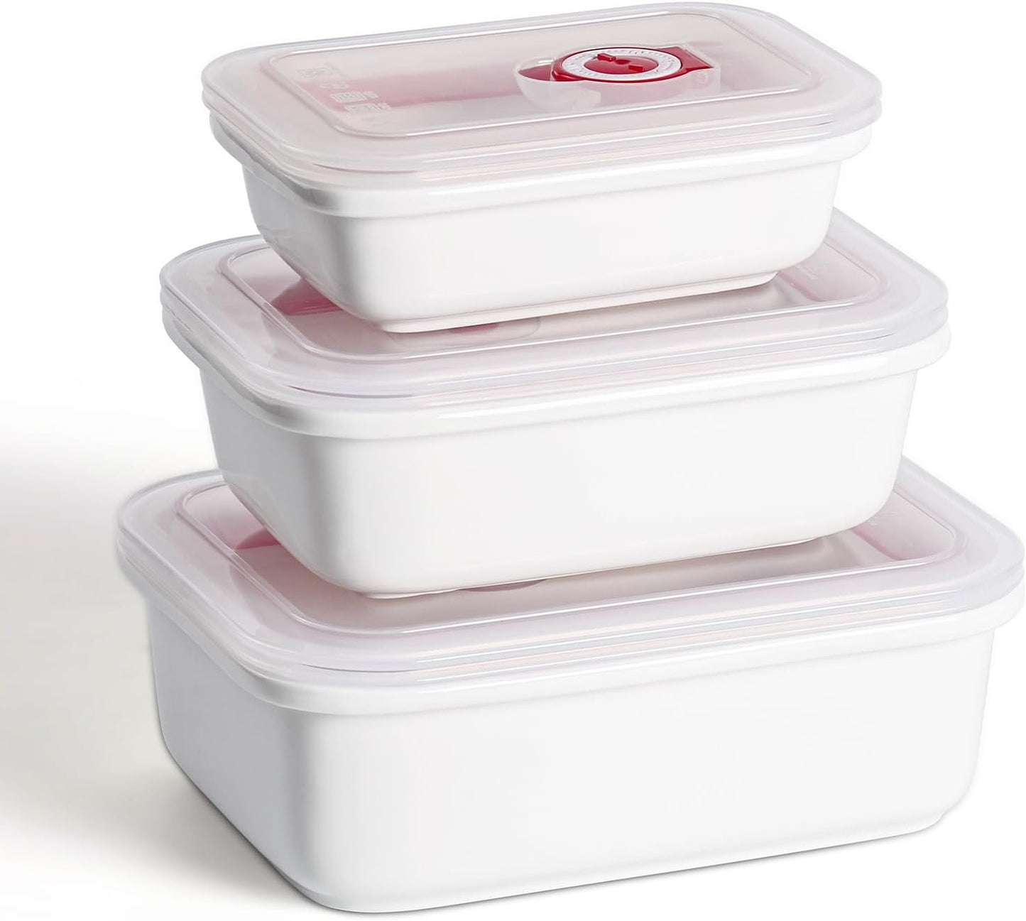Dizada Ceramic Food Storage Containers with Lids Set of 3 - Porcelain Meal Prep Containers, Reusable Lunch Containers, Microwave Dishwasher Freezer Oven Safe