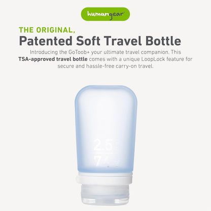 humangear GoToob+ (XL) | Refillable Silicone Travel Bottle | Locking Lid | Food-Safe Material | Blue, XL (6 fl.oz.; 177ml)