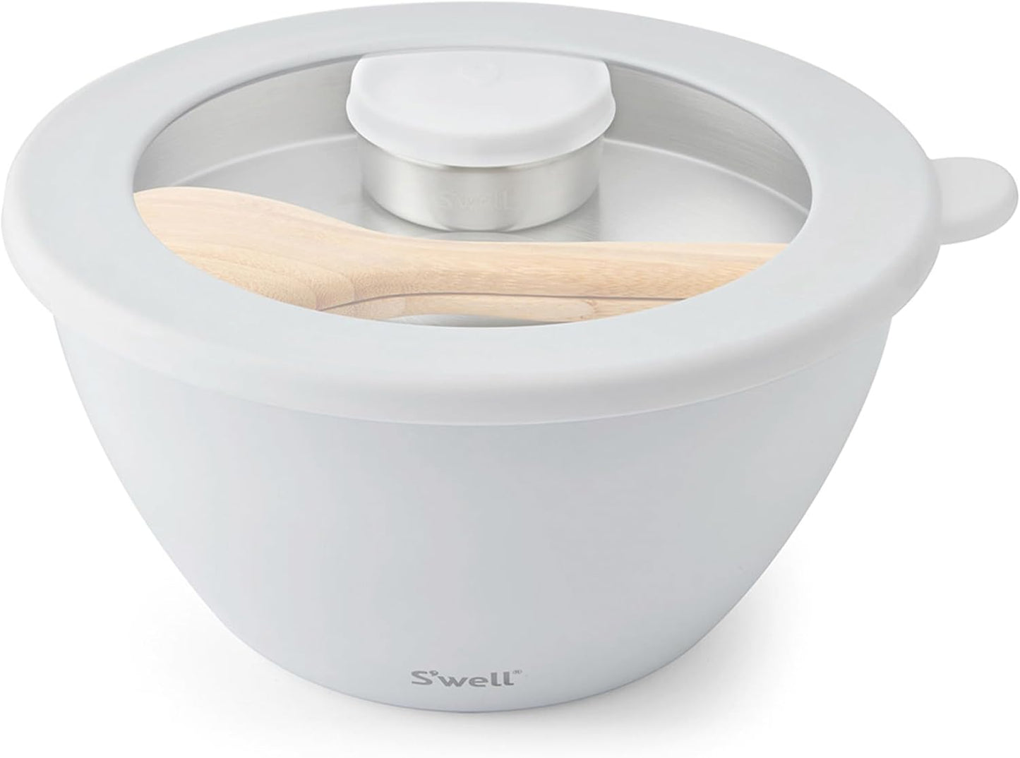 S'well Stainless Steel Salad Bowl Kit 64oz, Peacock Blue, Comes with 2oz Mini Canister and Removable Tray for Organization, Leakproof, Easy to Clean, Dishwasher Safe