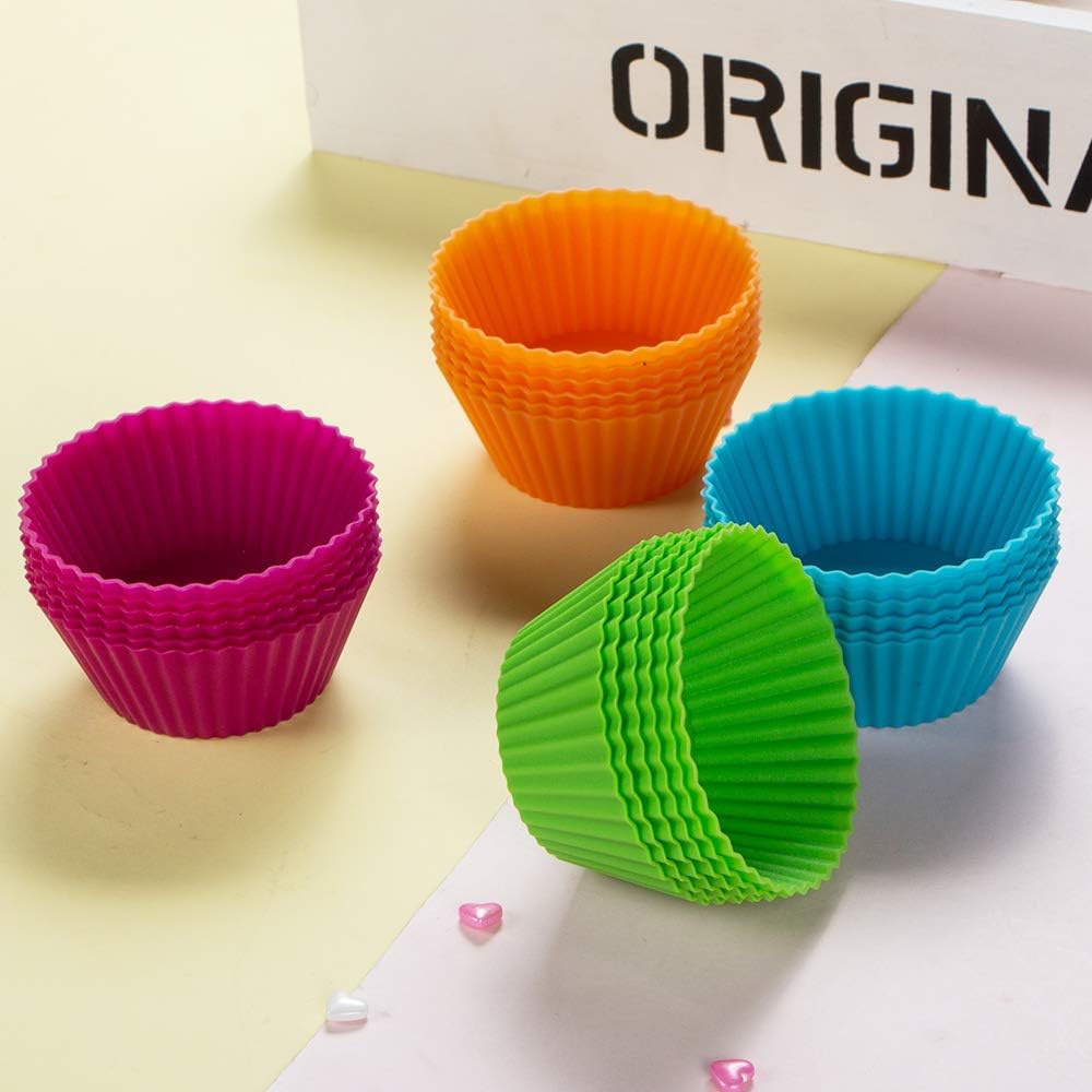 Webake Jumbo Silicone Muffin Cups, 3.5 Inch Jumbo Silicone Baking Cups Reusable Cupcake Liners Nonstick Large Cake Cups Set Stand Alone Cupcake Holder, 12 Pack Auto Cup Holder Liner