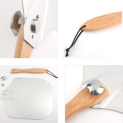 Pizza Peel Set with Rocker Cutter and Serving Spatula, 12 inch