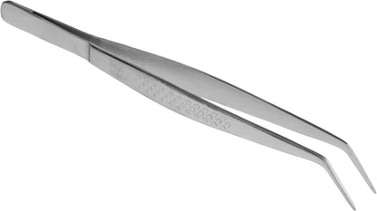 Mercer Culinary 18-8 Stainless Steel Chef Plating Tongs, Offset Tip, 6-1/2 Inch