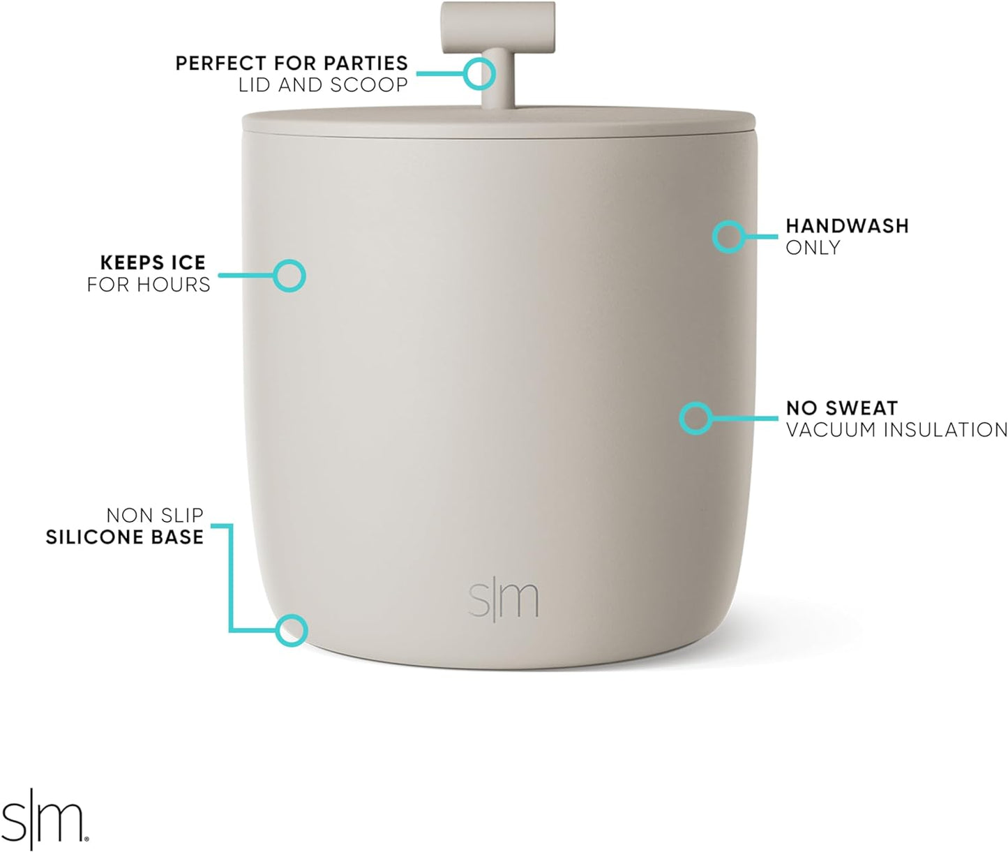 Simple Modern Vacuum Insulated Ice Bucket with Lid and Scoop | For Cocktail, Champagne, Wine, Beer, & Hosting | Stainless Steel 100oz Capacity for Large Parties | Rocks Collection | Winter White
