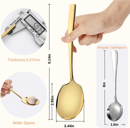 Serving Spoons Set 9.14 Inch Slotted Spoon Serving Spoon Stainless Steel Serving Utensils for Buffet Parties Catering Dishwasher Safe(Set of 4, Silver)