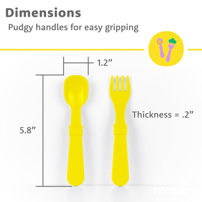 Re-Play Toddler Forks and Spoons Set - 4x4 Utensils Set for Kids - Dishwasher and Microwave Safe - Made in USA - Set of 8-5.8" x 1.2" x 0.2" - Princess