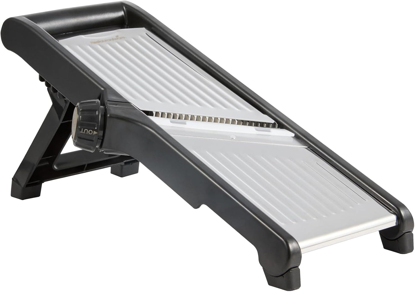 Restaurantware Stainless Steel Adjustable Mandoline Slicer - German Standard Vegetable Slicer with Blade Guard, Includes Cut-Resistant Gloves - Food Slicer for Potato, Onions, Cucumbers, Tomato