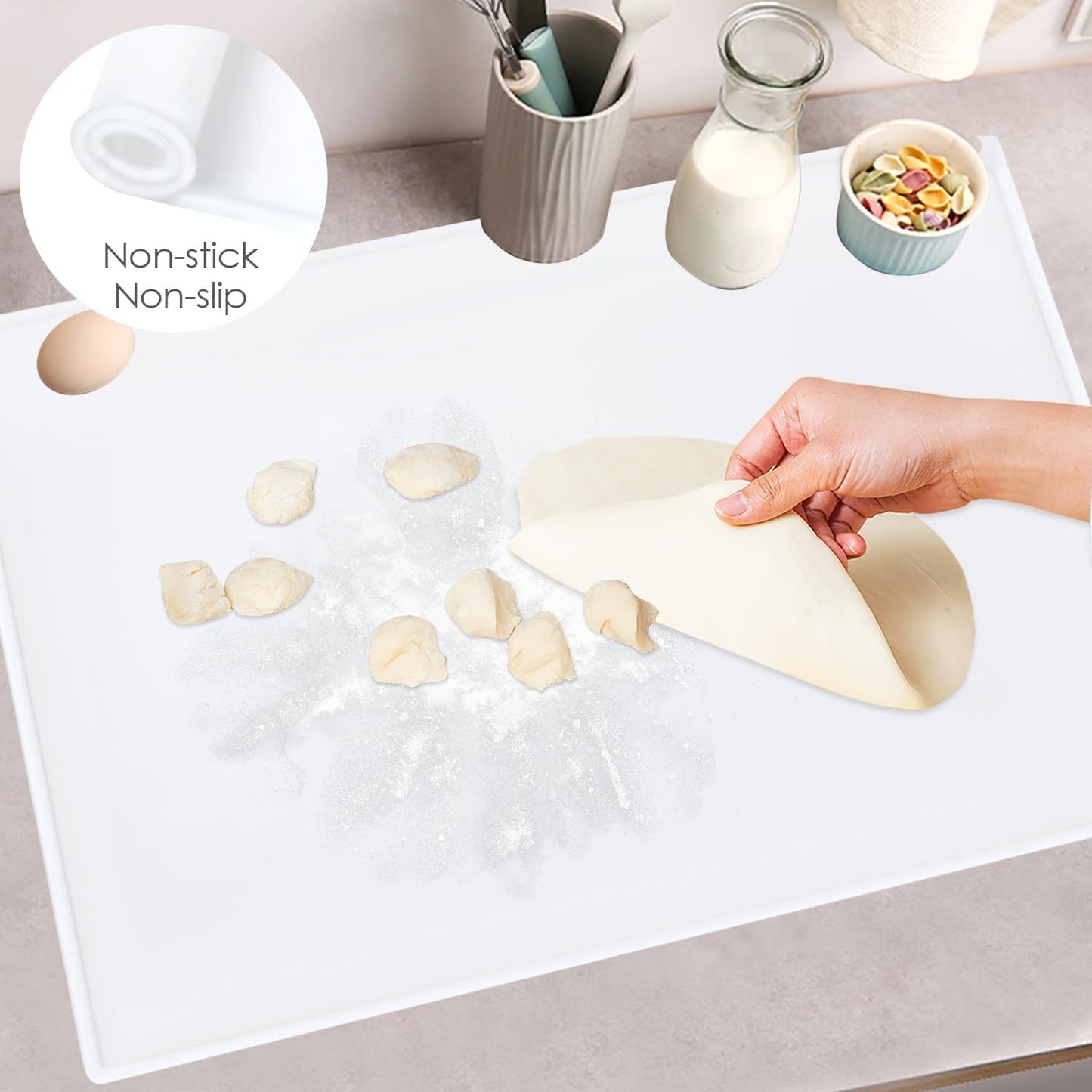 Extra Large Silicone Mat, 31.5x23.6 Inch Heat Resistant Mat for Kitchen Counter, Non Stick Silicone Baking Mat for Dough and Pastry, Thick Silicone placement Countertop Protector, Black countertop mat