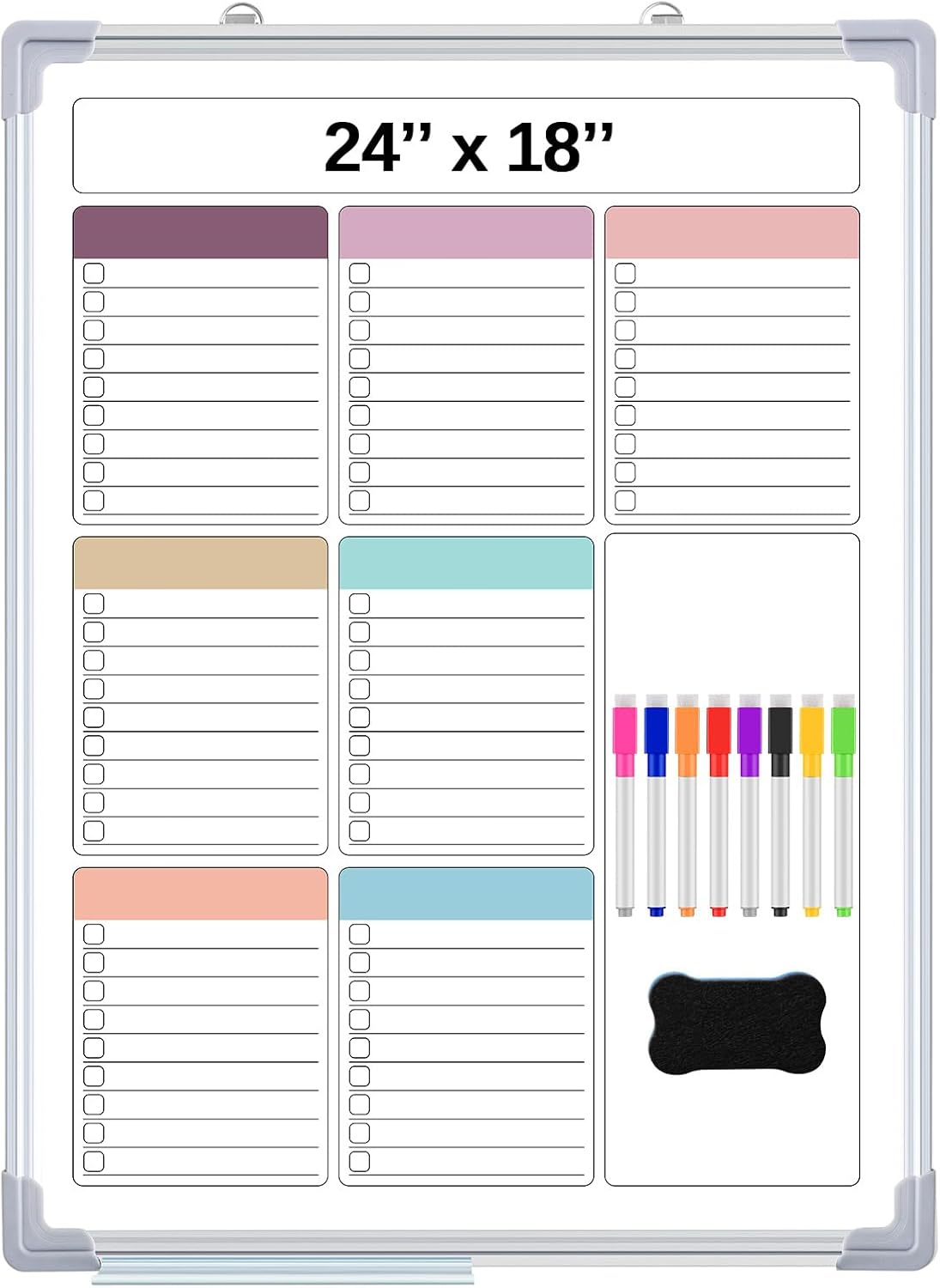 Lincia Magnetic to Do List Whiteboard for Wall 24" x 18" Large Weekly Dry Erase Board, Hanging Double-Side White Board Calendar for Planning Drawing Memo Home Kitchen Office(White)