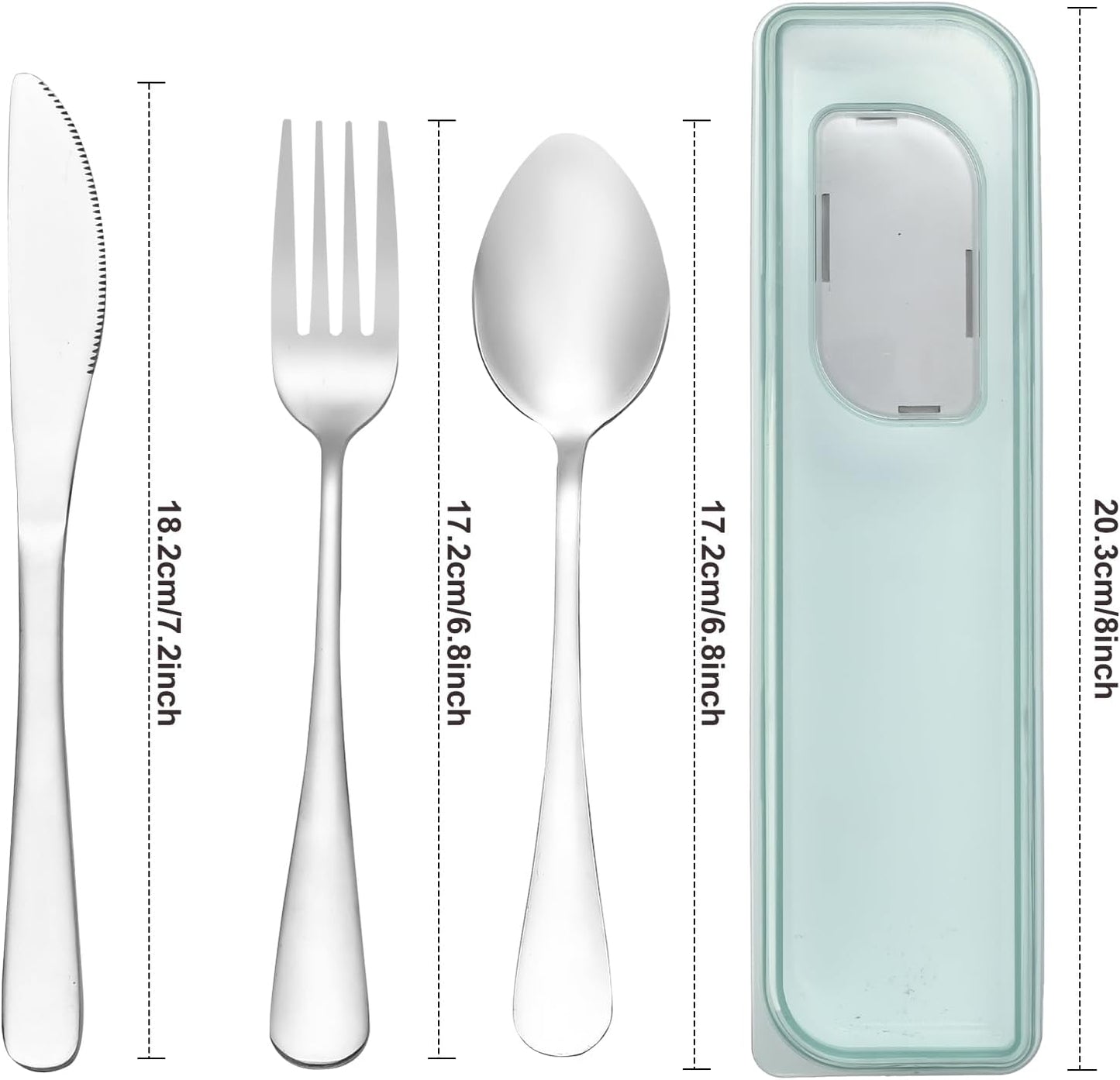 Reusable Travel Utensils with Case, 4pcs Portable Cutlery Set, Knives Fork and Spoon Set for Lunch Box, Portable Silverware Set for Travel Camping Picnic Hiking Office