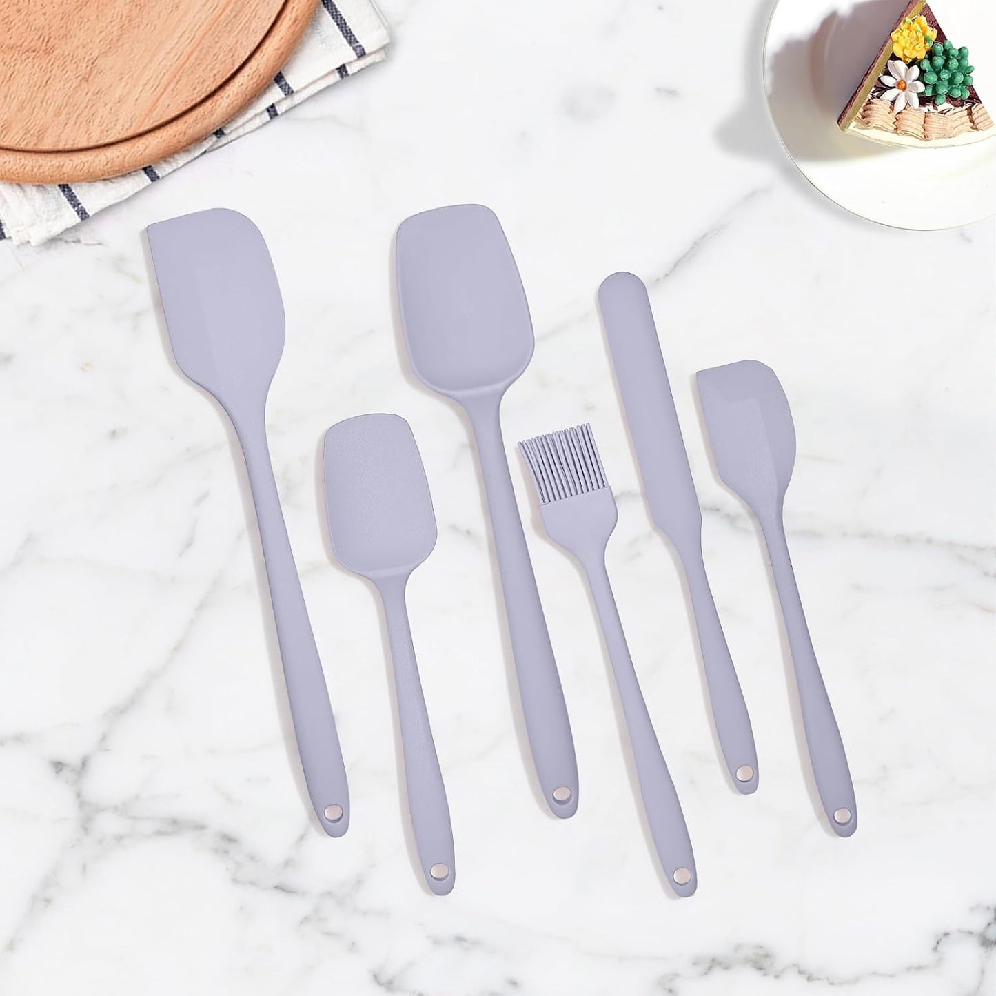 6 Pieces Silicone Spatula Set, Rubber Spatulas Silicone Heat Resistant Spatula Set for Kitchen Use, Food Grade Rubber Spatula with Ergonomic Grip, Cooking, BPA Free Dishwasher Safe(black)