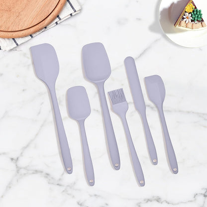 6 Pieces Silicone Spatula Set, Rubber Spatulas Silicone Heat Resistant Spatula Set for Kitchen Use, Food Grade Rubber Spatula with Ergonomic Grip, Cooking, BPA Free Dishwasher Safe(black)